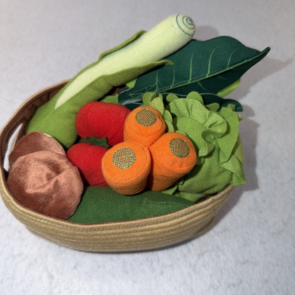 CHILDRENS SOFT PLAY VEGETABLES IN A BASKET TOYS IKEA CARROTS TOMATOES MUSHROOM +